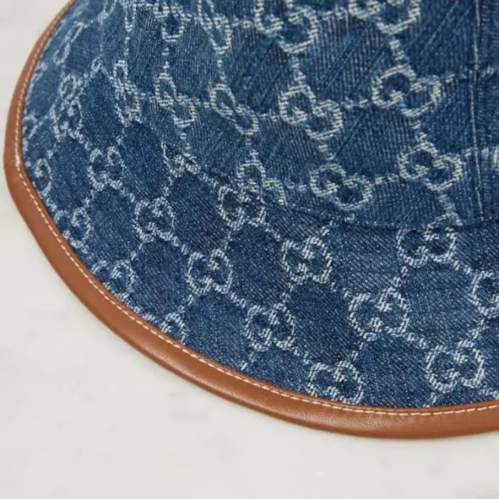 AUTHENTIC Gucci Denim and Leather Bucket Hat